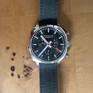 Mondaine Grand Cushion Green 41mm Watch -- Like New